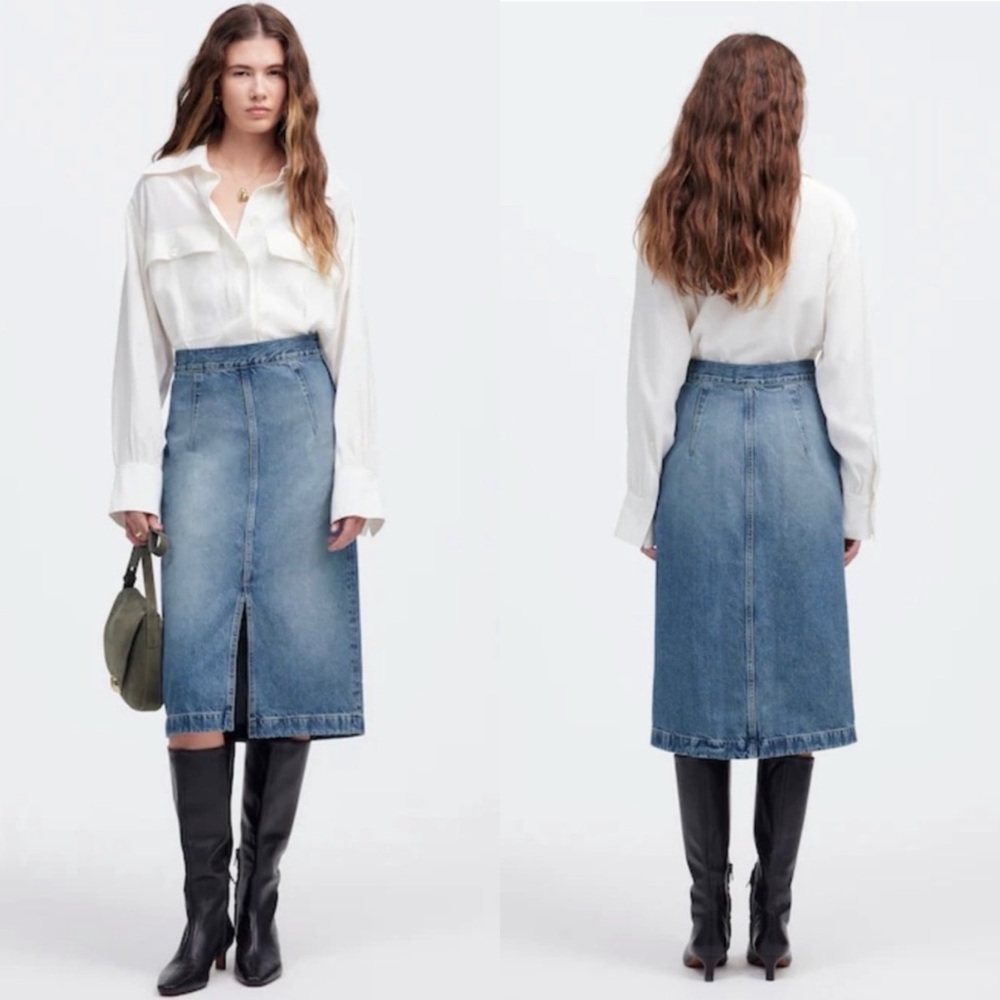 Madewell Denim Midi Pencil Skirt in Billings Wash Blue Size 29